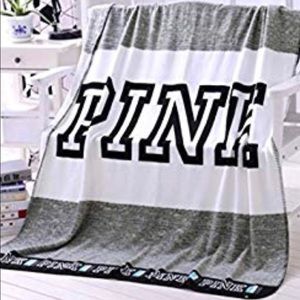 Victoria’s Secret Pink Logo Gray Black White Soft Throw Blanket